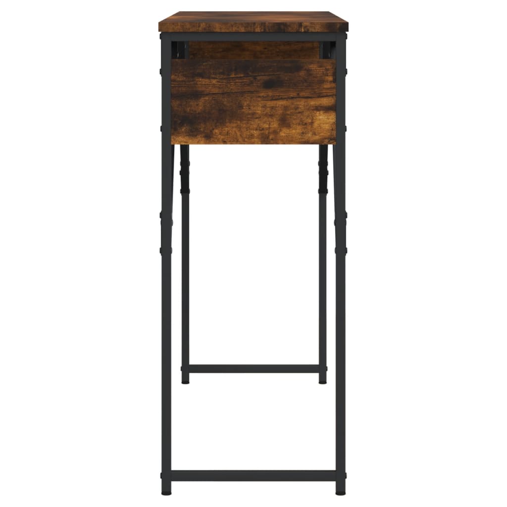 konsolbord med hylde 105x30x75 cm konstrueret træ røget eg