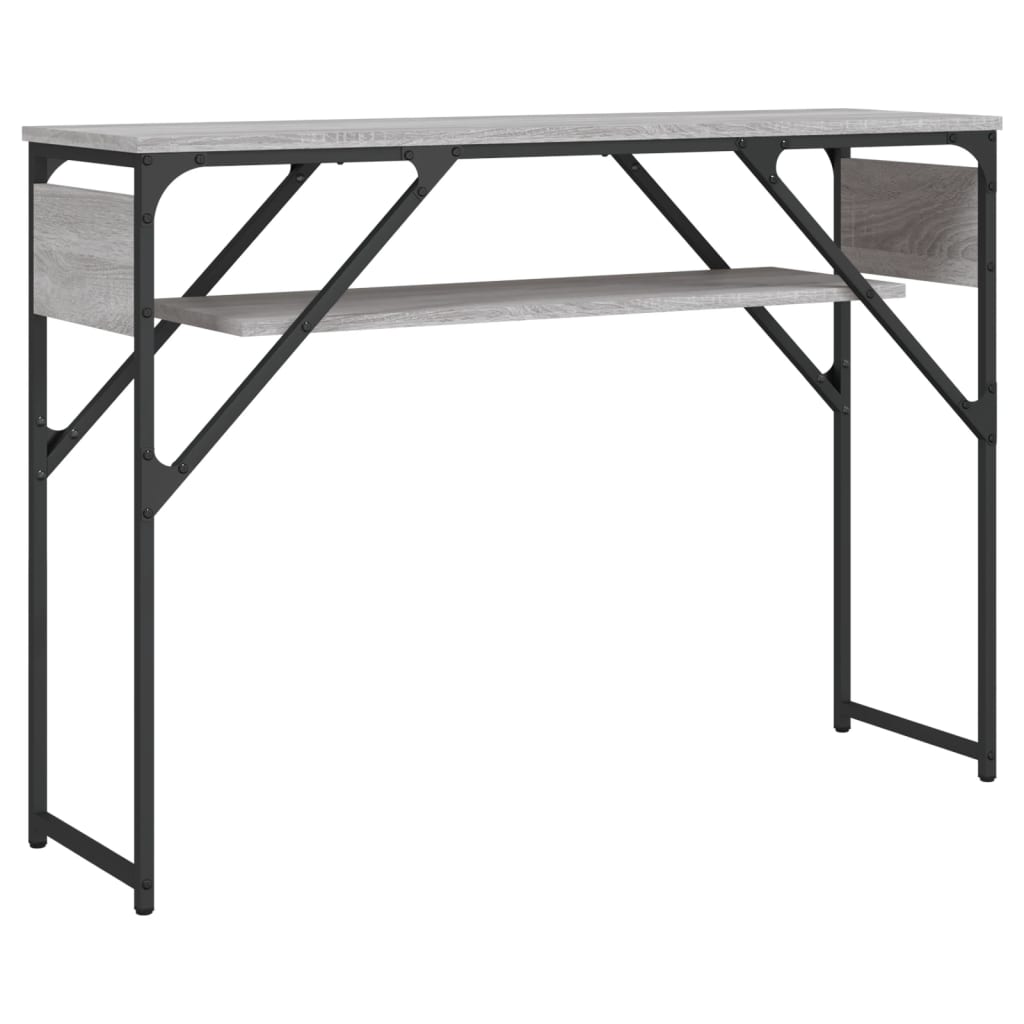 konsolbord med hylde 105x30x75 cm konstrueret træ grå sonoma-eg
