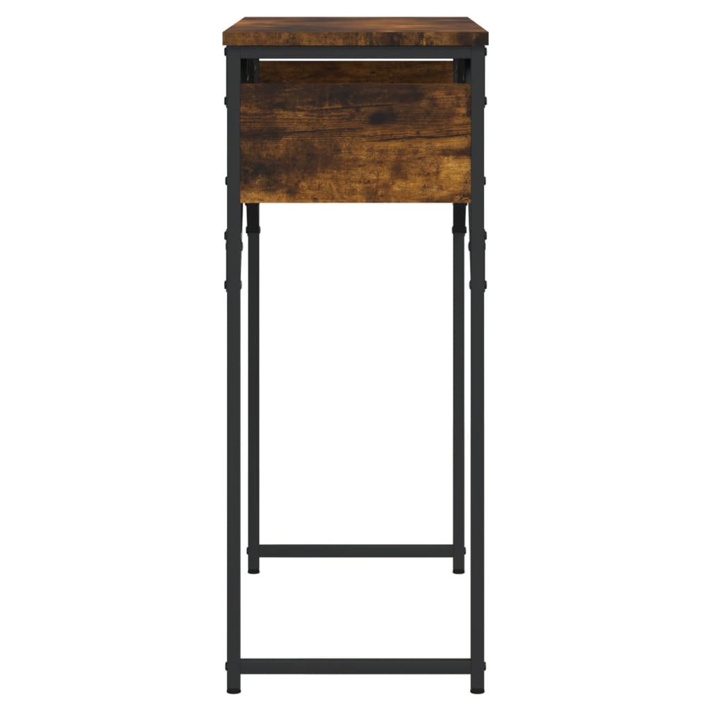 konsolbord med hylde 75x30x75 cm konstrueret træ røget eg