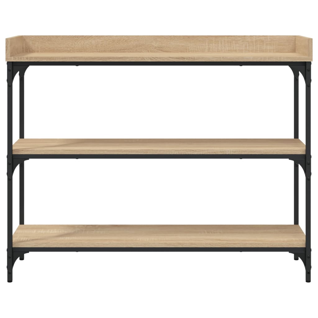 konsolbord med hylder 100x30x80 cm sonoma-eg