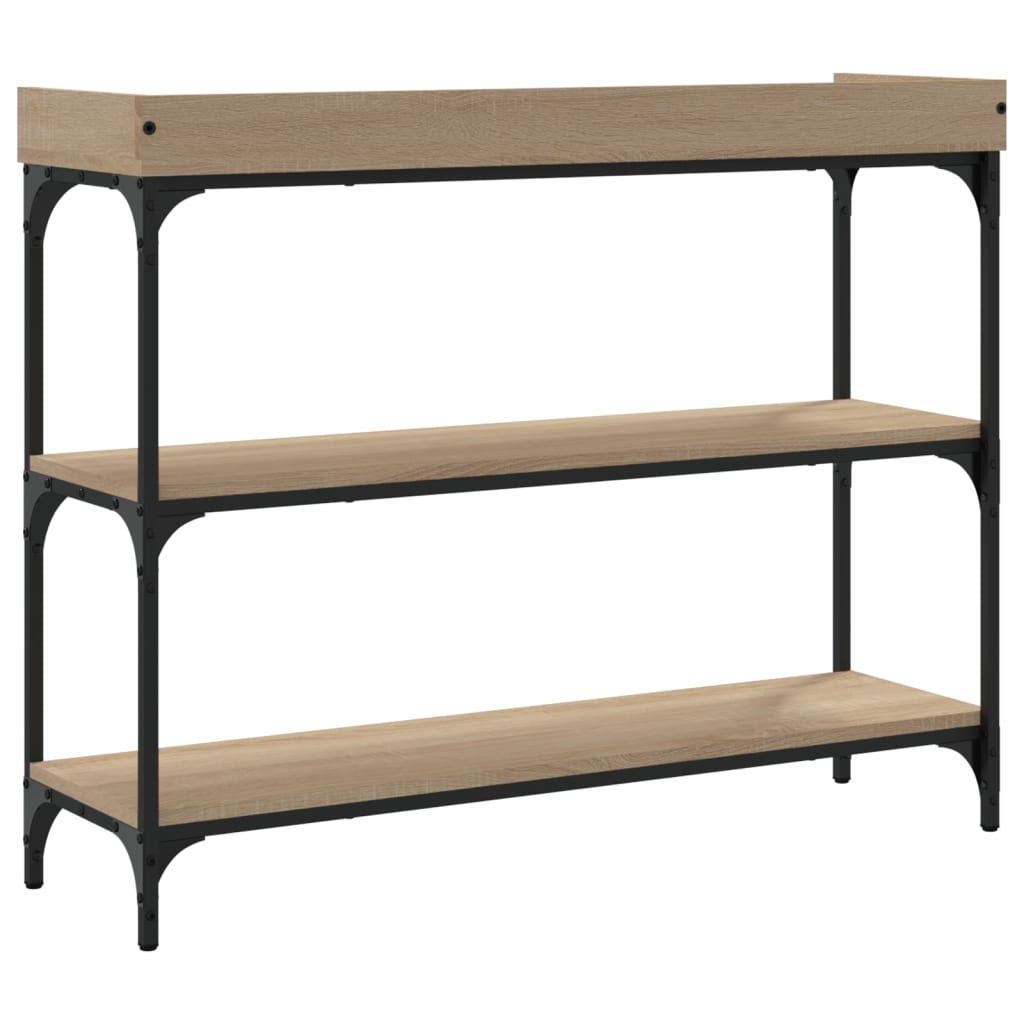 konsolbord med hylder 100x30x80 cm sonoma-eg