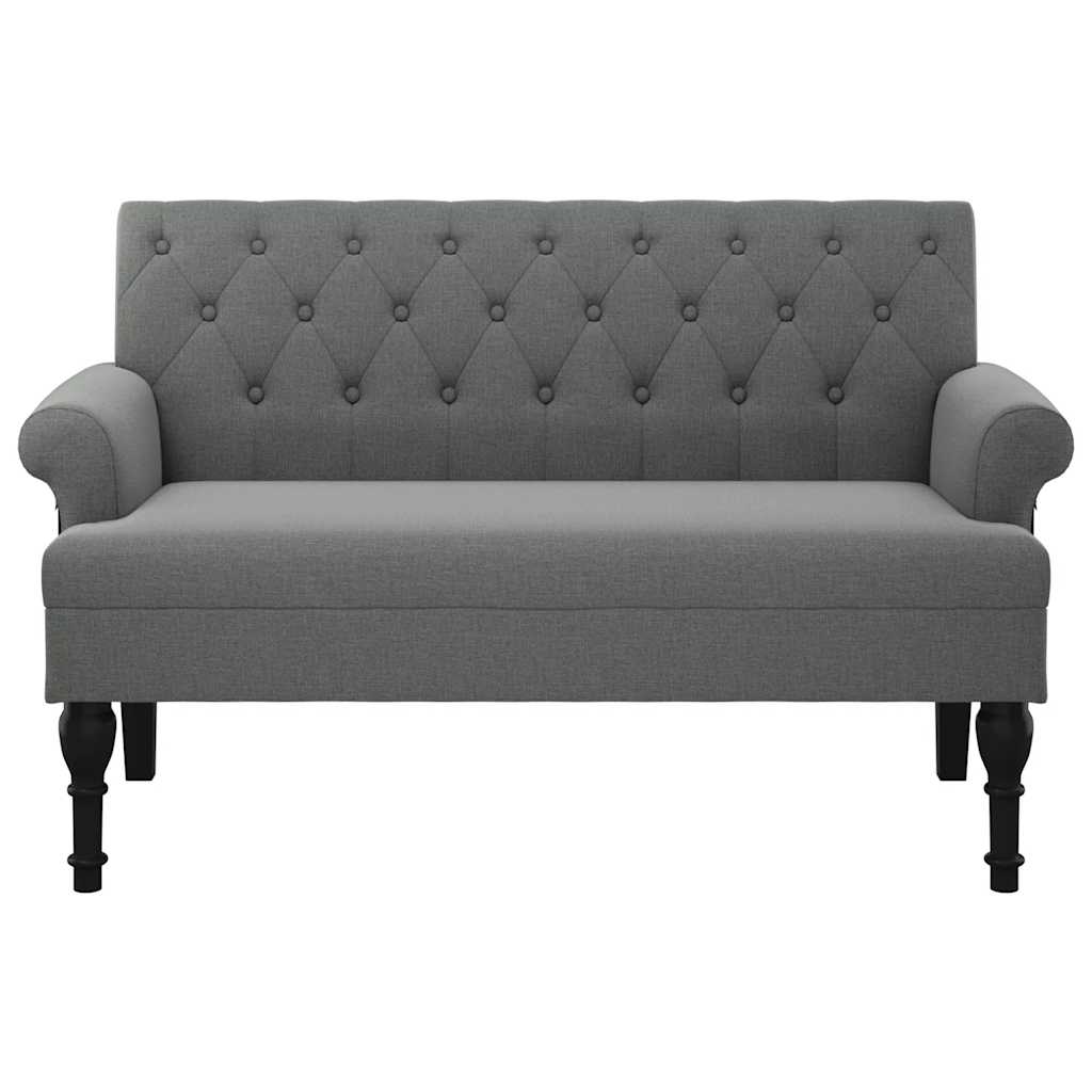 bænk med ryglæn mørkegrå 120x62x75,5 cm stof