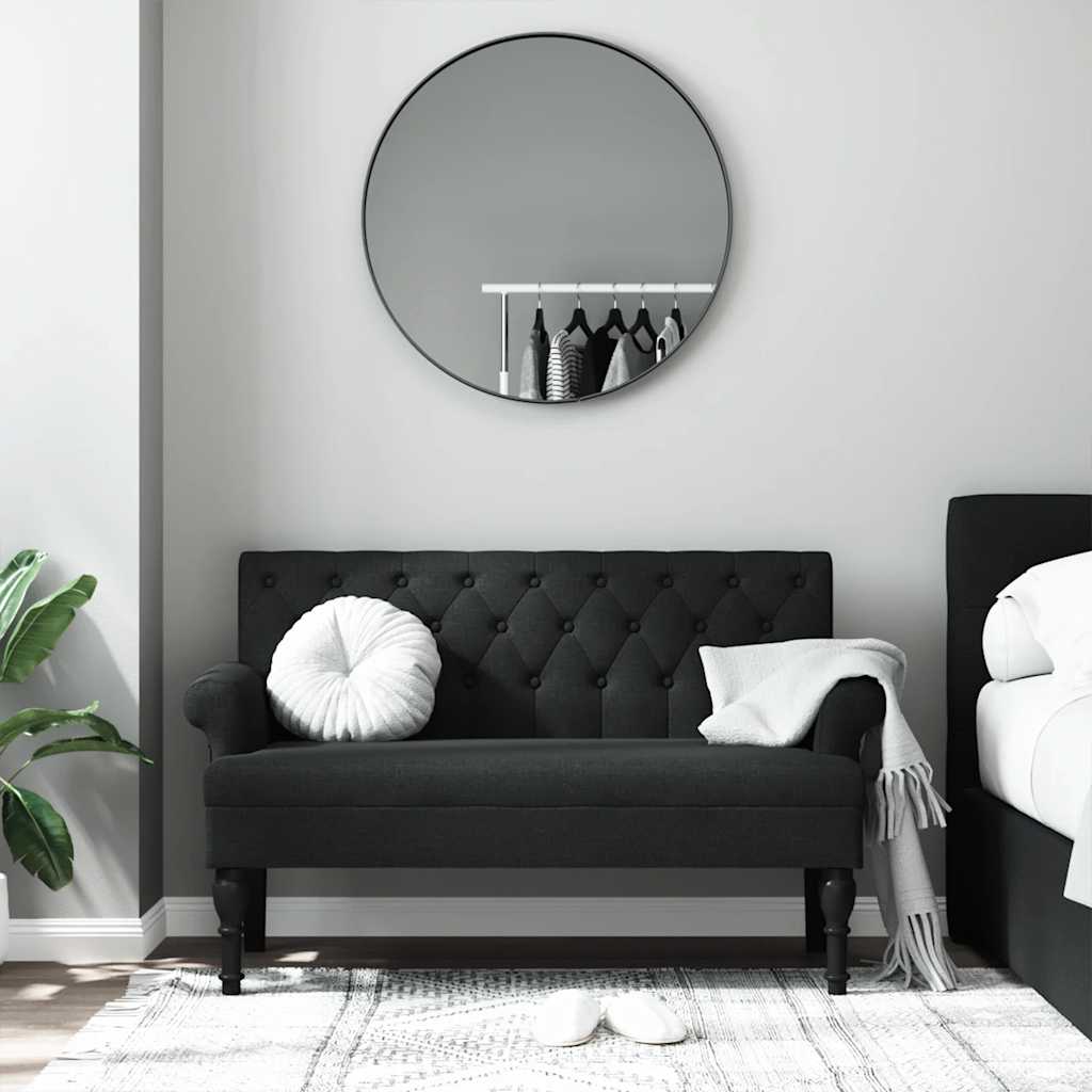 bænk med ryglæn sort 120x62x75,5 cm stof