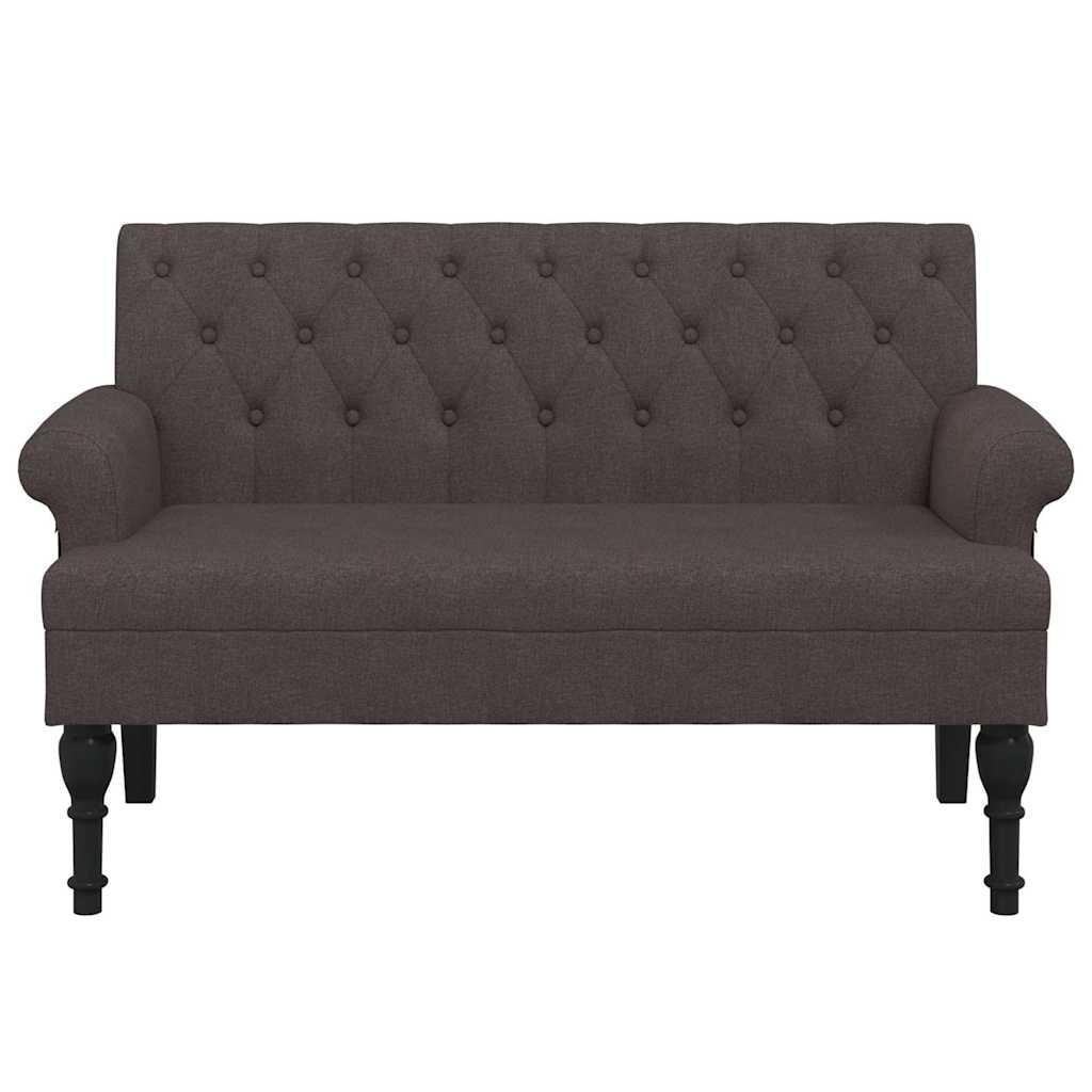 bænk med ryglæn 120x62x75,5 cm stof mørkebrun