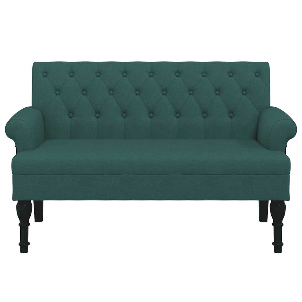 bænk med ryglæn 120x62x75,5 cm stof mørkegrøn