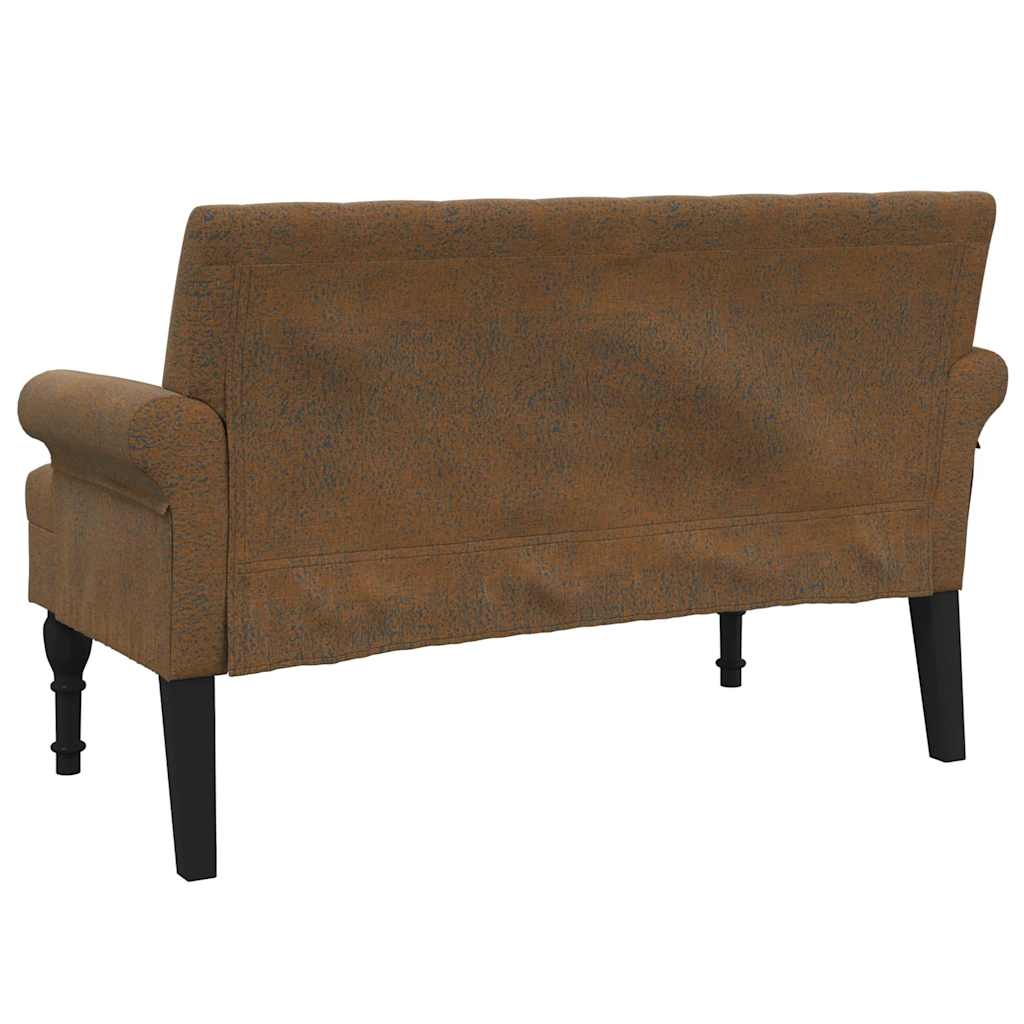 bænk med ryglæn 120x62x75,5 cm imiteret ruskind brun