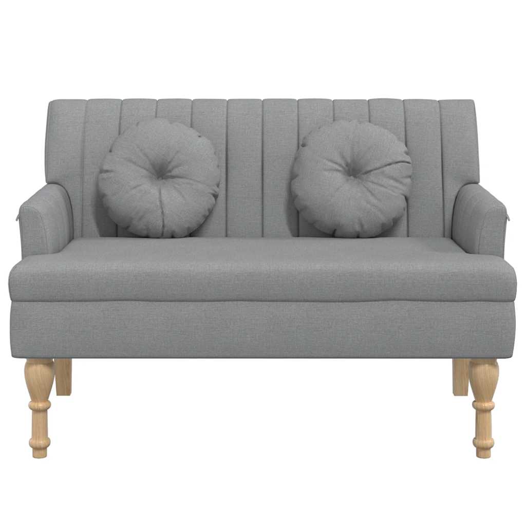 bænk med hynder 113x64,5x75,5 cm stof lysegrå