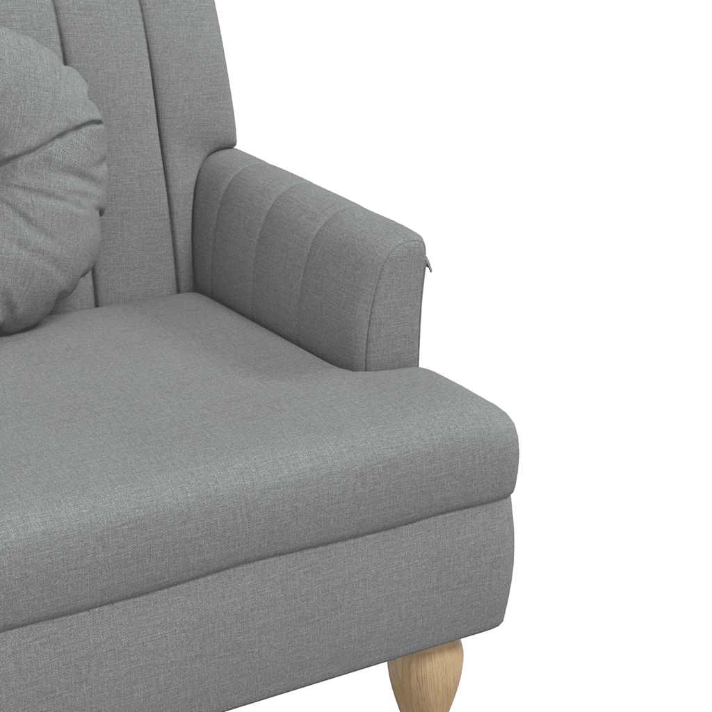 bænk med hynder 113x64,5x75,5 cm stof lysegrå