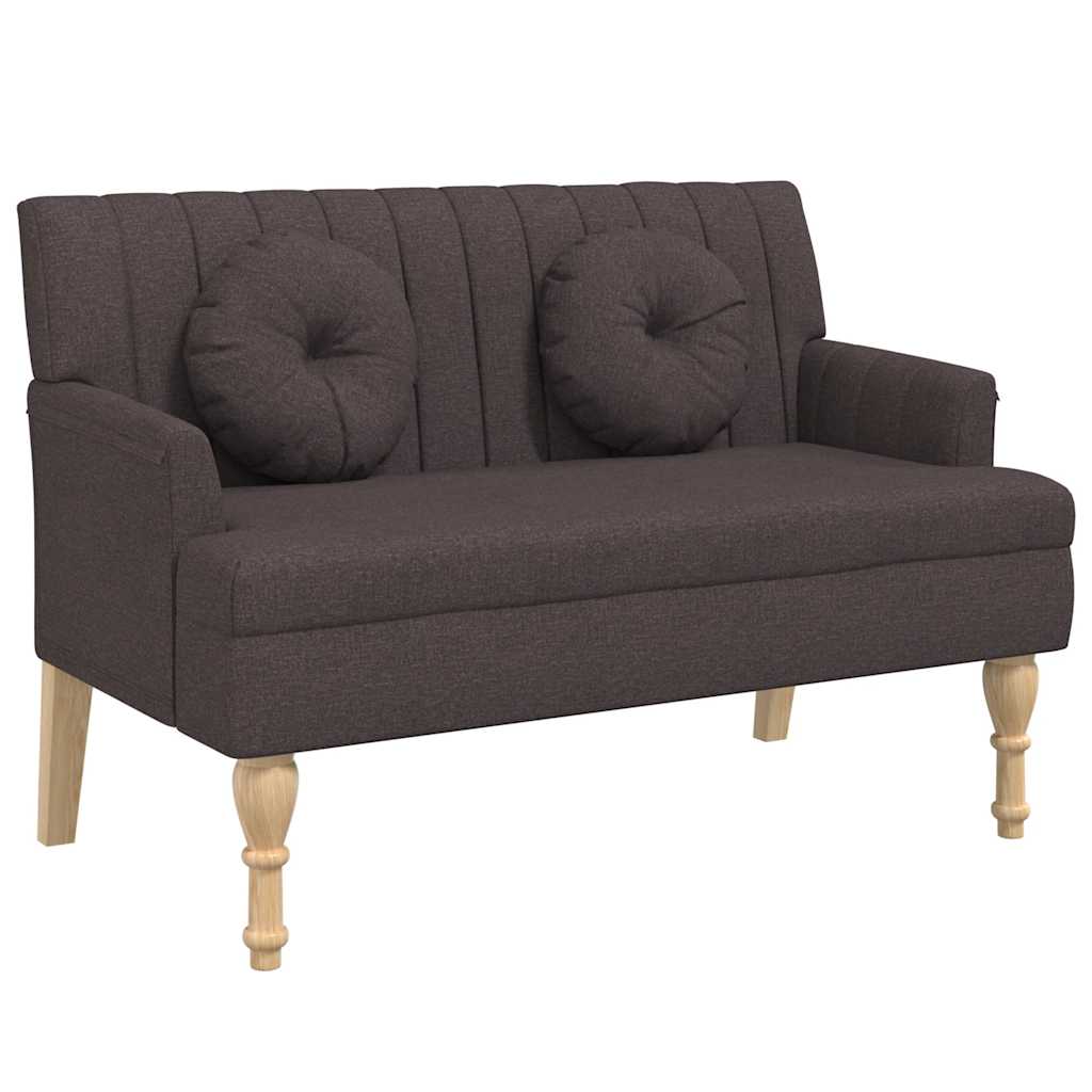bænk med hynder 113x64,5x75,5 cm stof mørkebrun