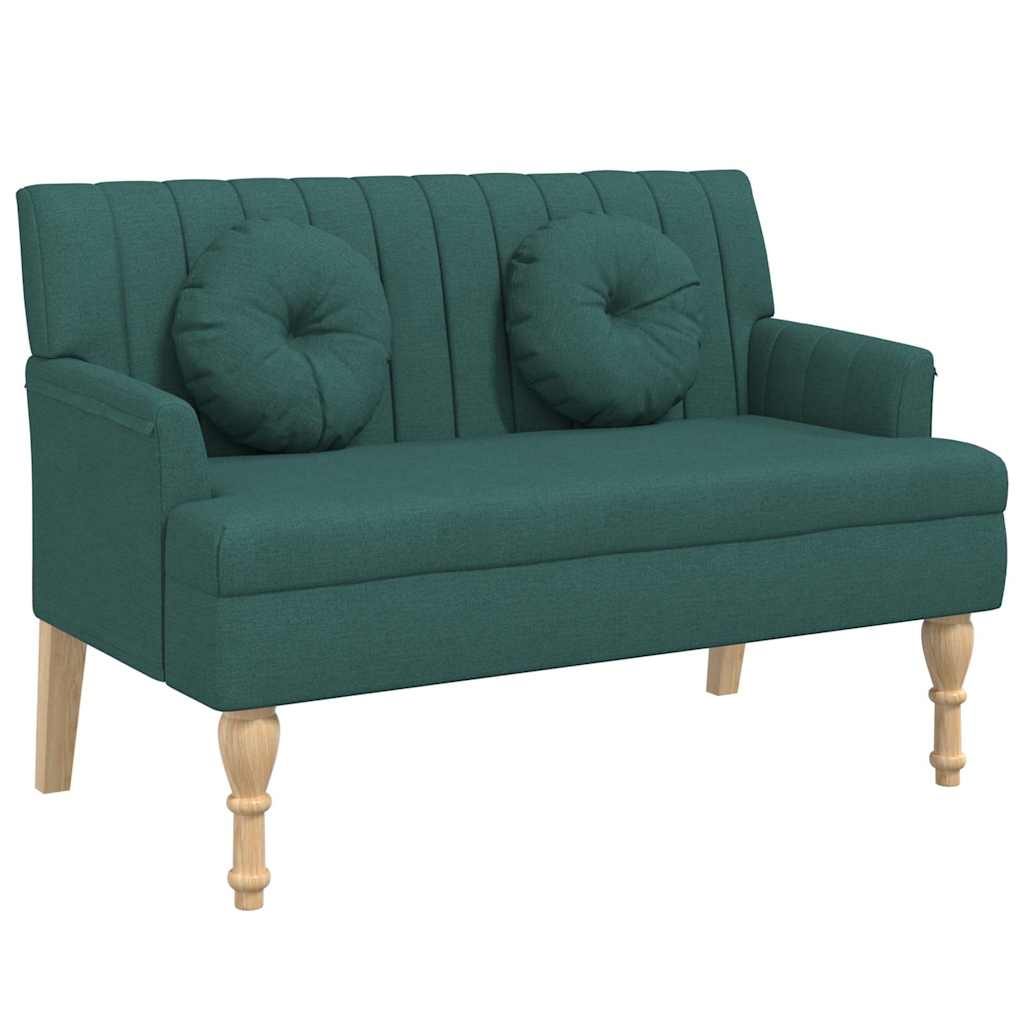 bænk med hynder 113x64,5x75,5 cm stof mørkegrøn