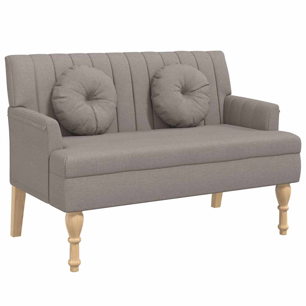 bænk med hynder 113x64,5x75,5 cm stof gråbrun