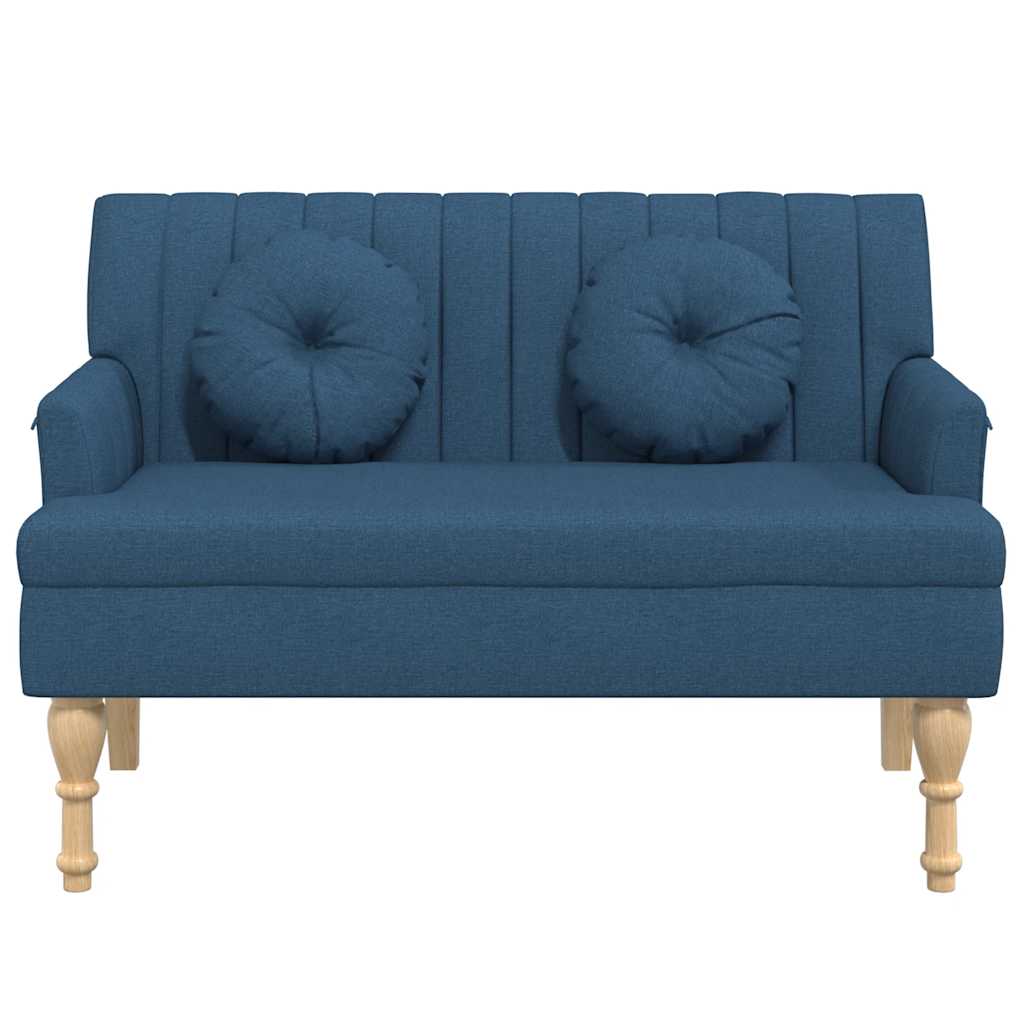 bænk med hynder 113x64,5x75,5 cm stof blå