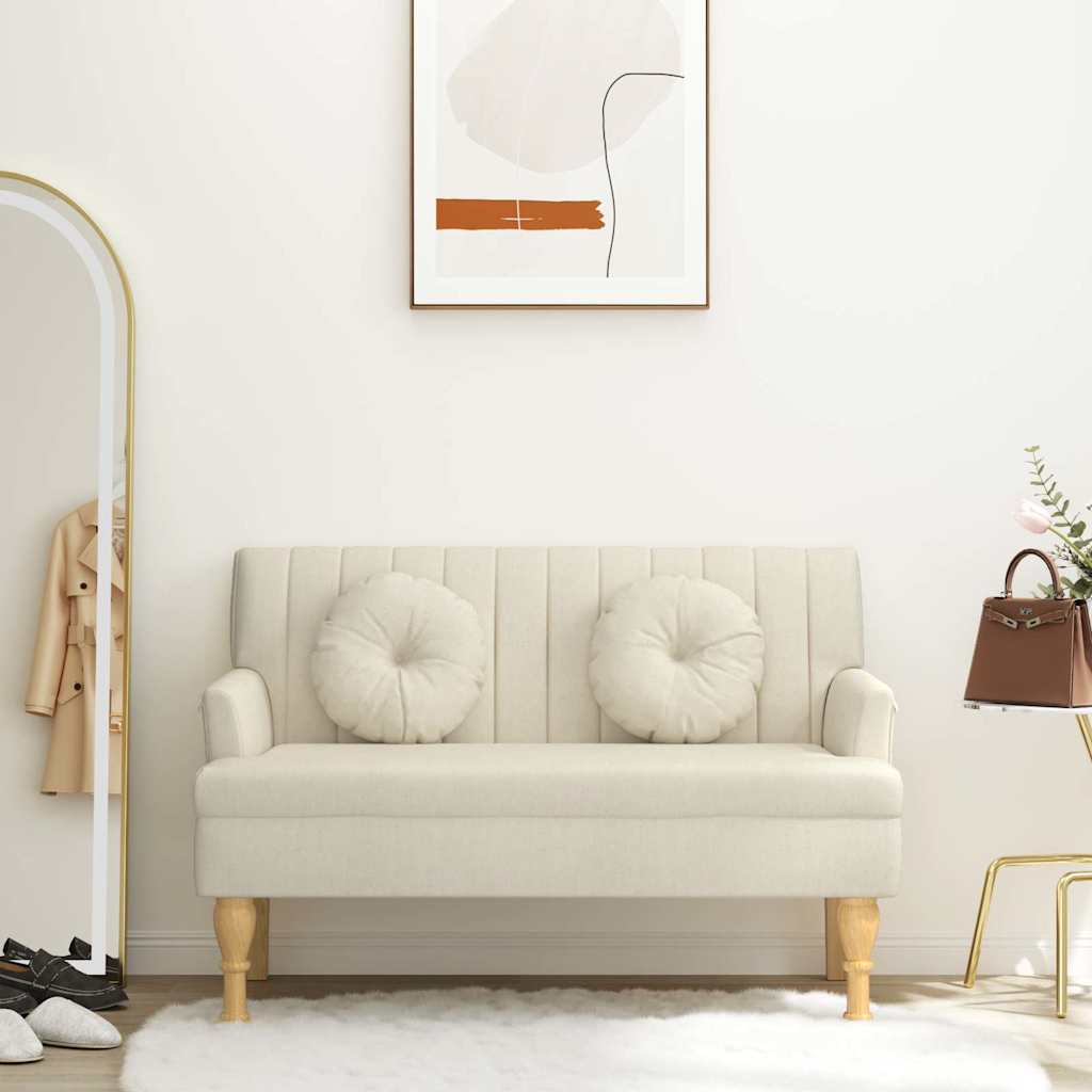 bænk med hynder 113x64,5x75,5 cm hør