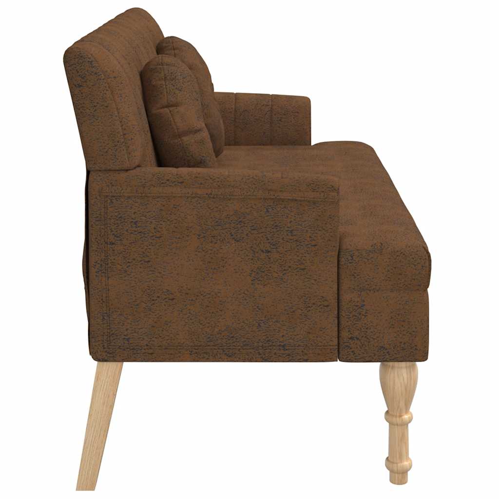 bænk med ryglæn 113x64,5x75,5 cm imiteret ruskind brun
