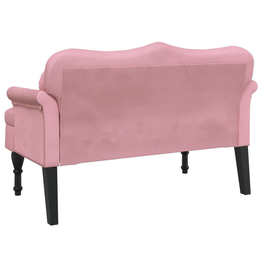 bænk med hynder 120,5x65x75 cm velour lyserød