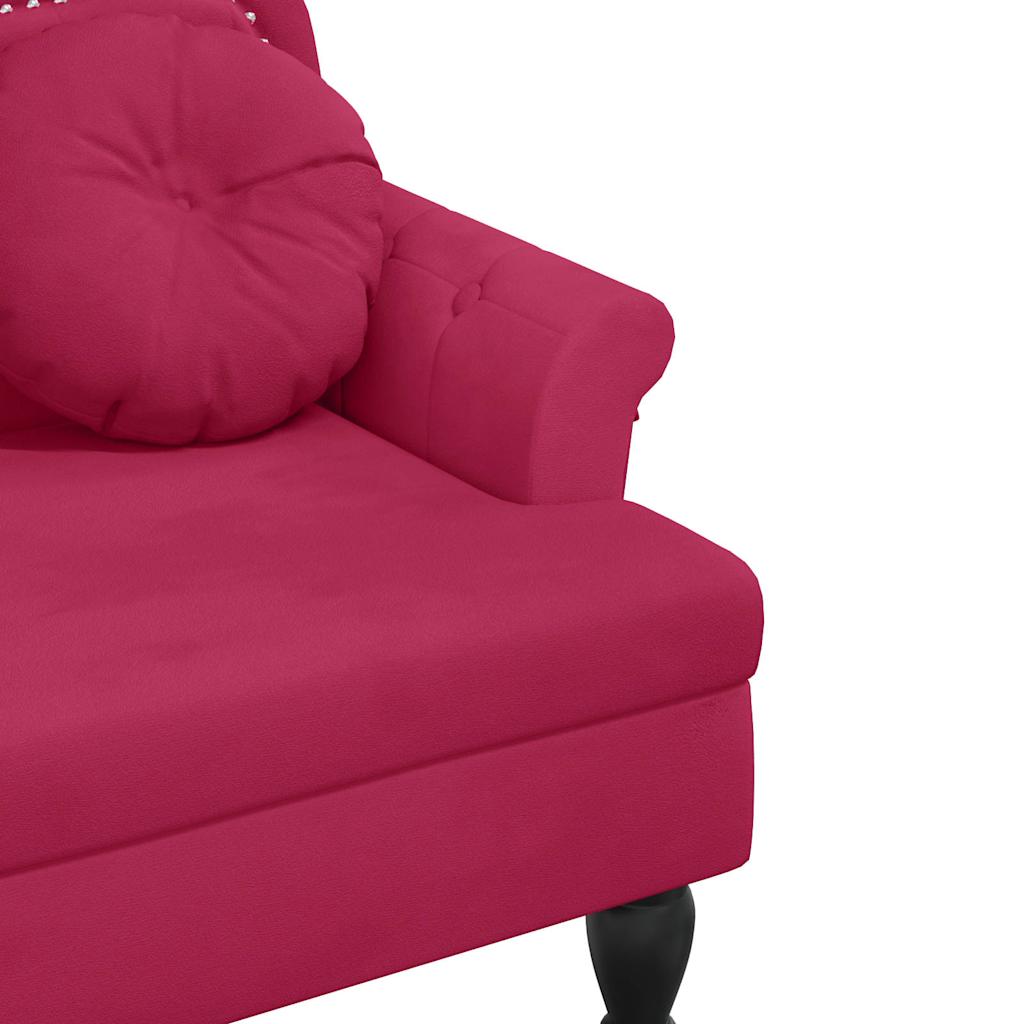 bænk med hynder 120,5x65x75 cm velour vinrød