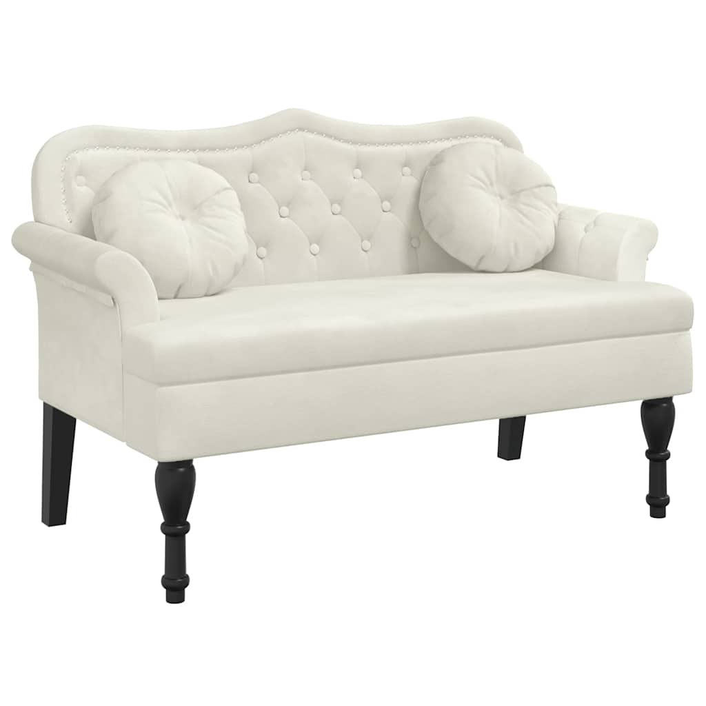 bænk med hynder 120,5x65x75 cm velour creme