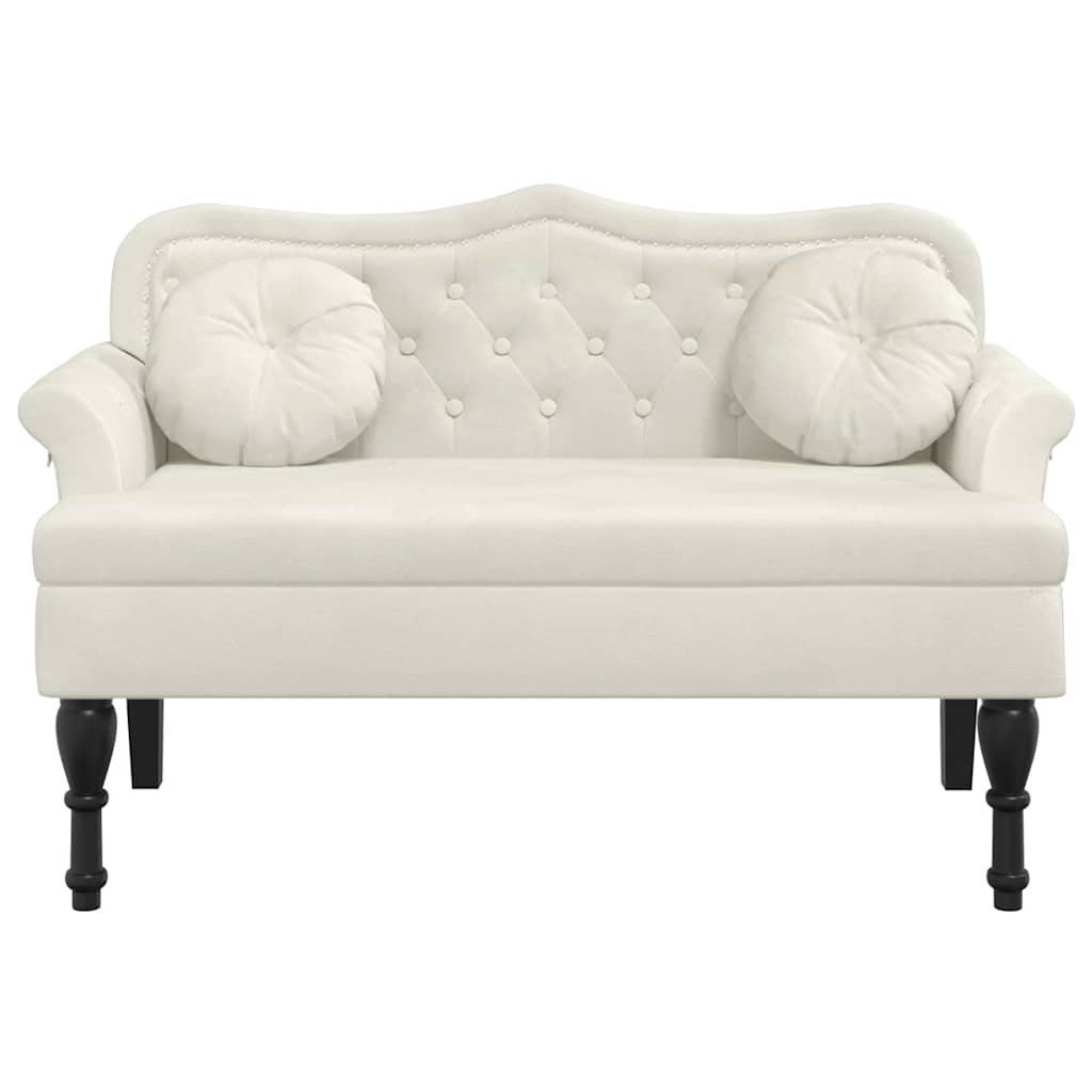 bænk med hynder 120,5x65x75 cm velour creme