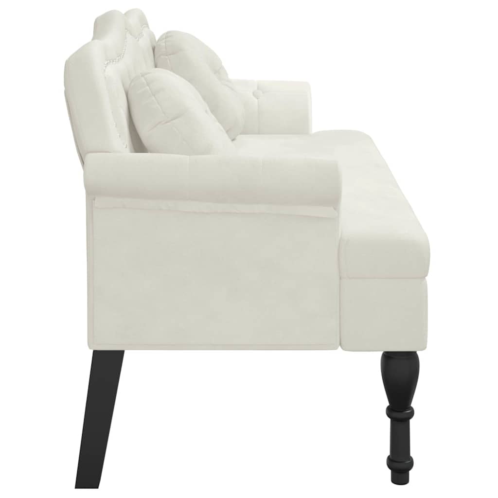 bænk med hynder 120,5x65x75 cm velour creme
