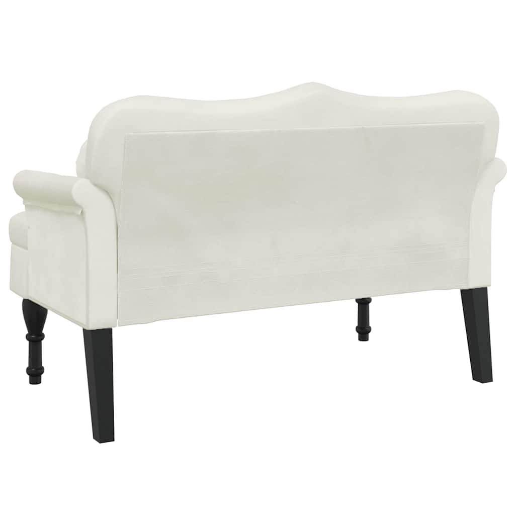 bænk med hynder 120,5x65x75 cm velour creme
