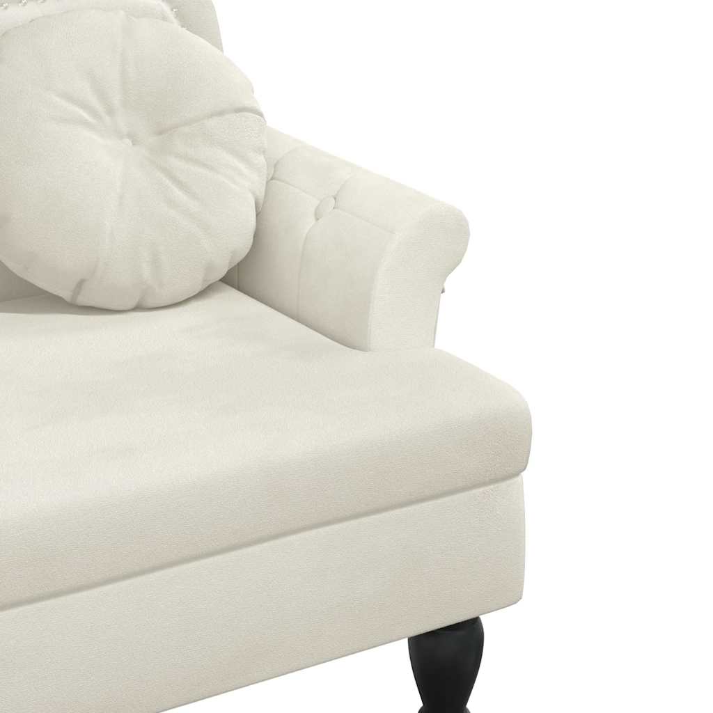 bænk med hynder 120,5x65x75 cm velour creme