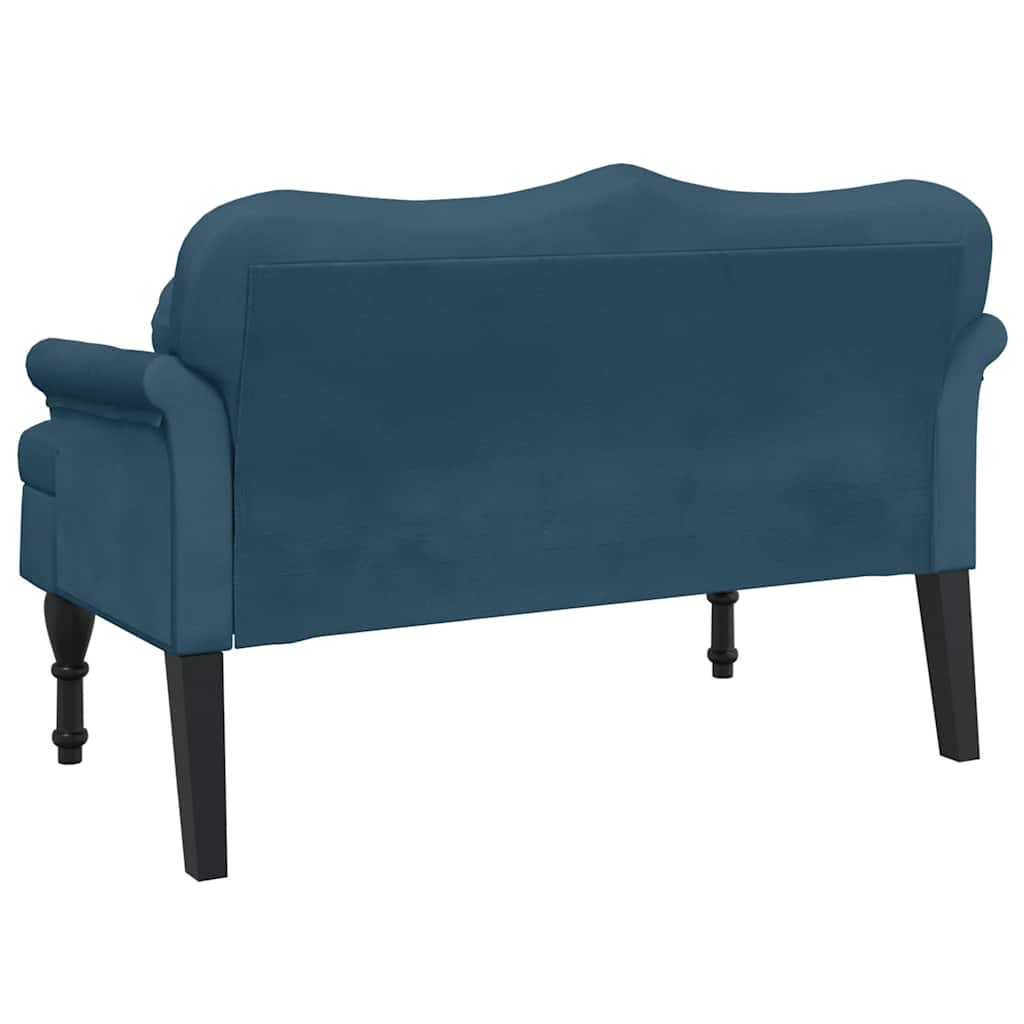 bænk med hynder 120,5x65x75 cm velour blå