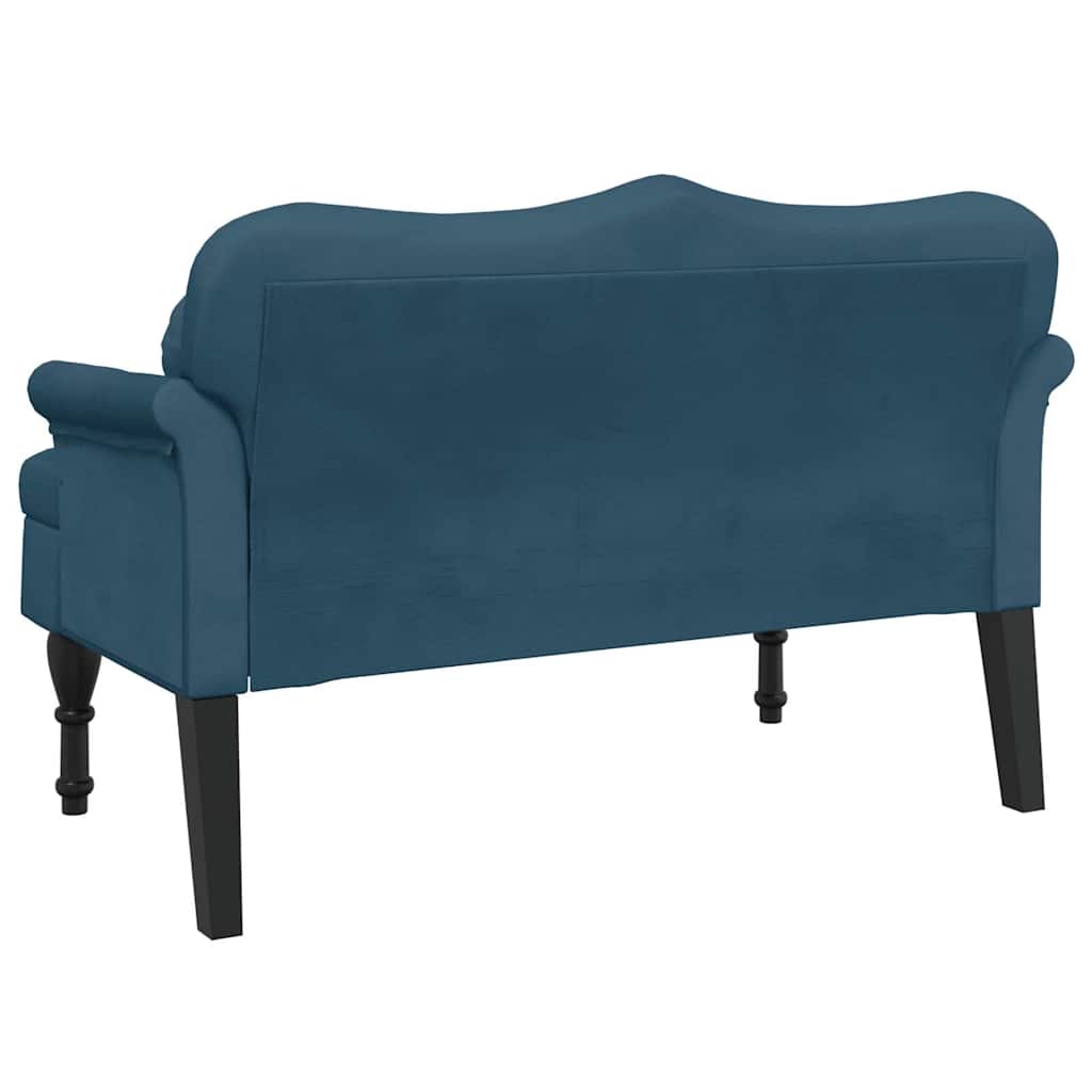 bænk med hynder 120,5x65x75 cm velour blå