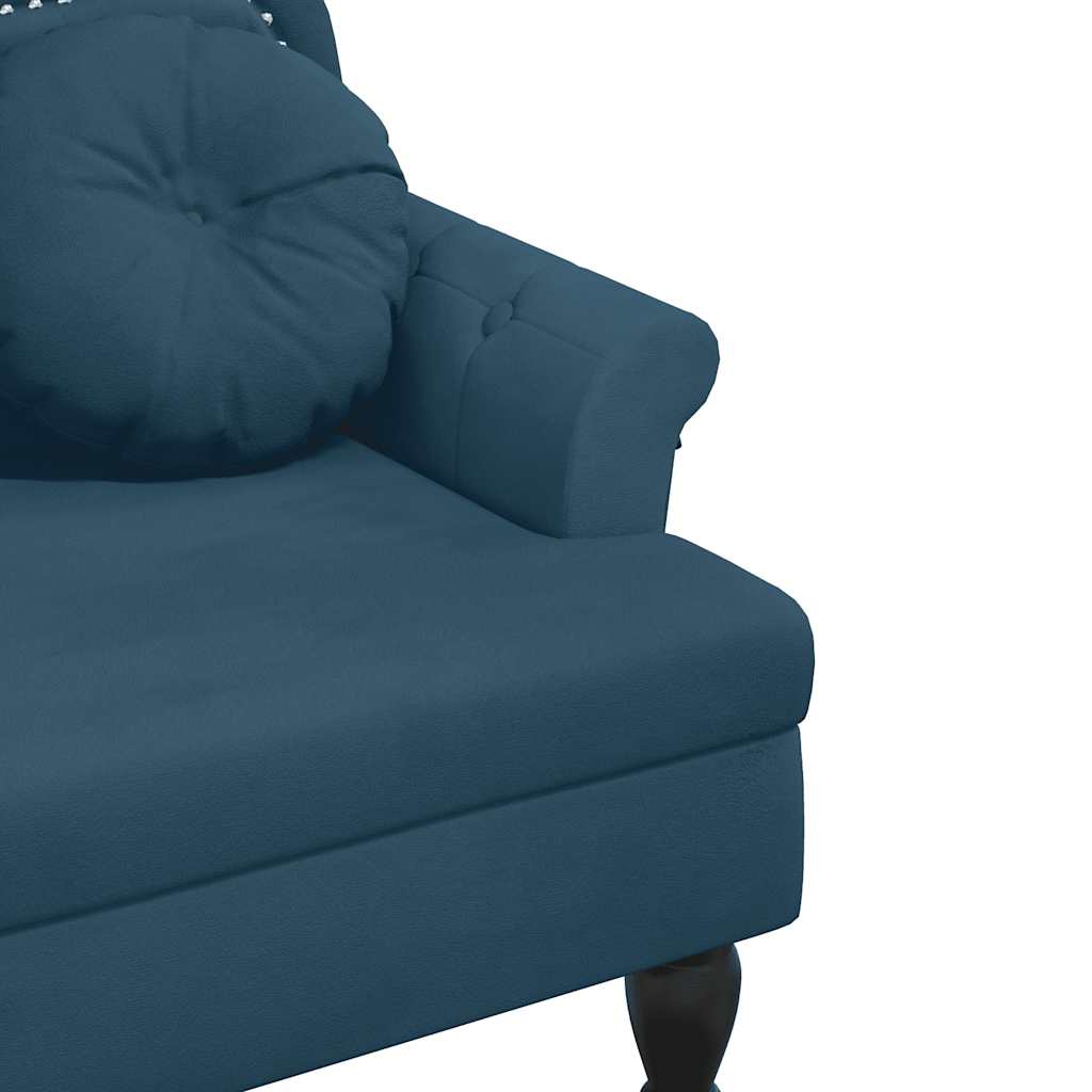 bænk med hynder 120,5x65x75 cm velour blå