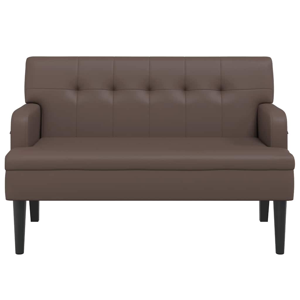 bænk med ryglæn 112x65,5x75 cm kunstlæder brun