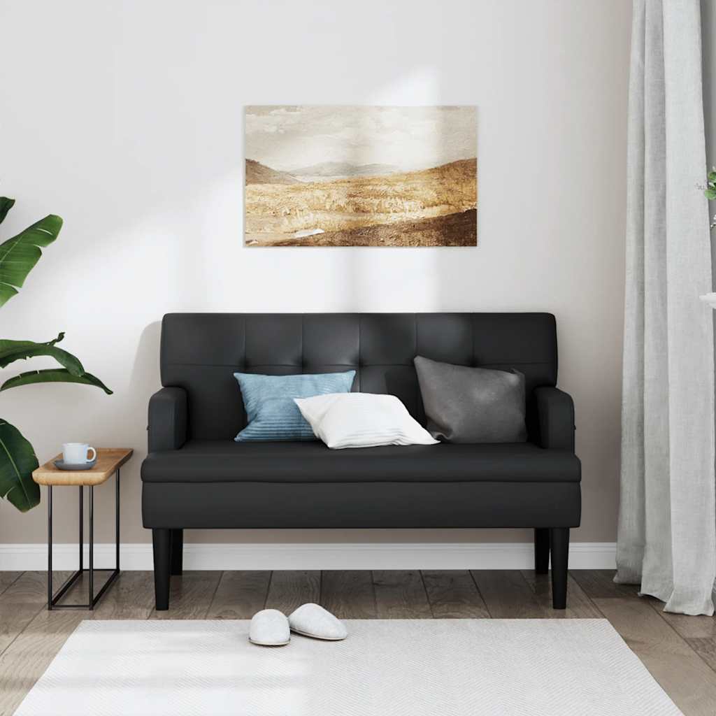 bænk med ryglæn sort 112x65,5x75 cm kunstlæder