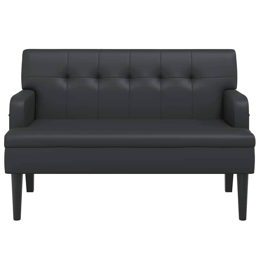 bænk med ryglæn sort 112x65,5x75 cm kunstlæder