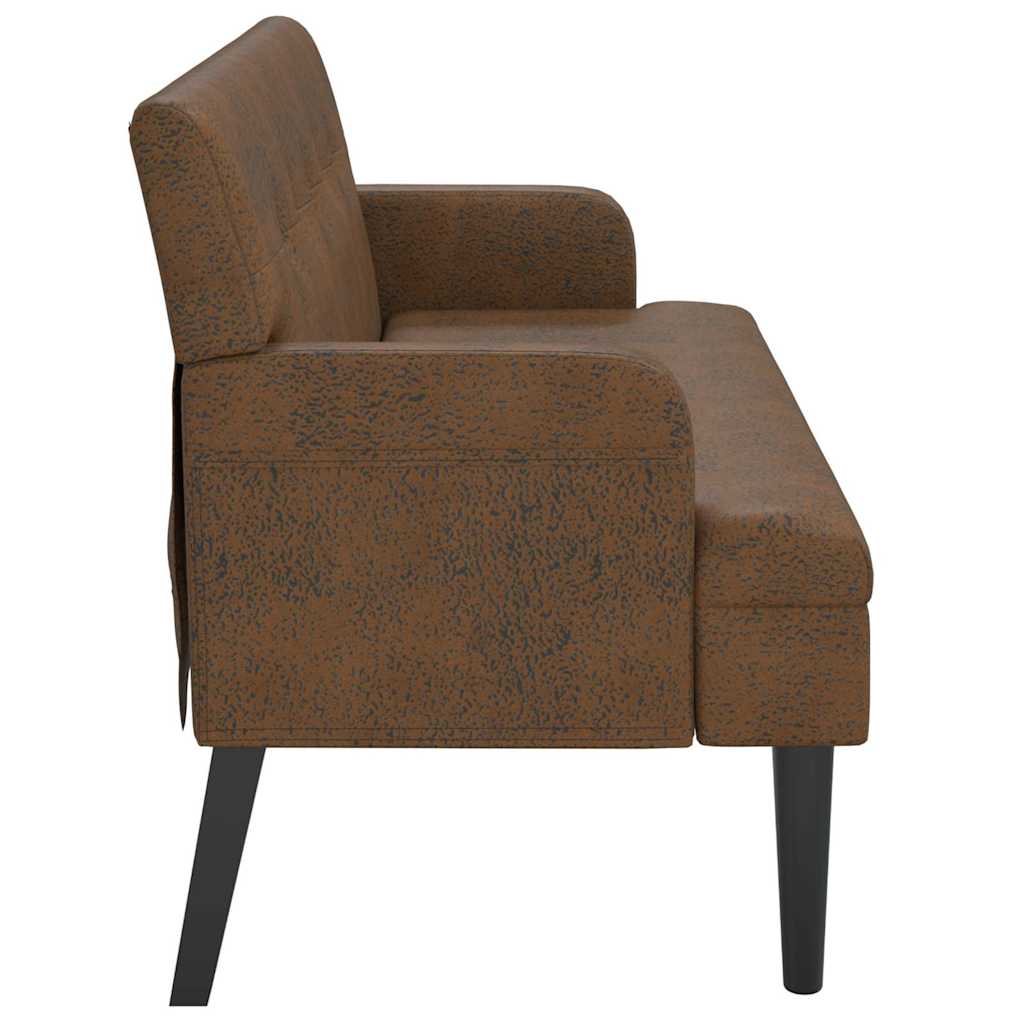 bænk med ryglæn 112x65,5x75 cm imiteret ruskind brun
