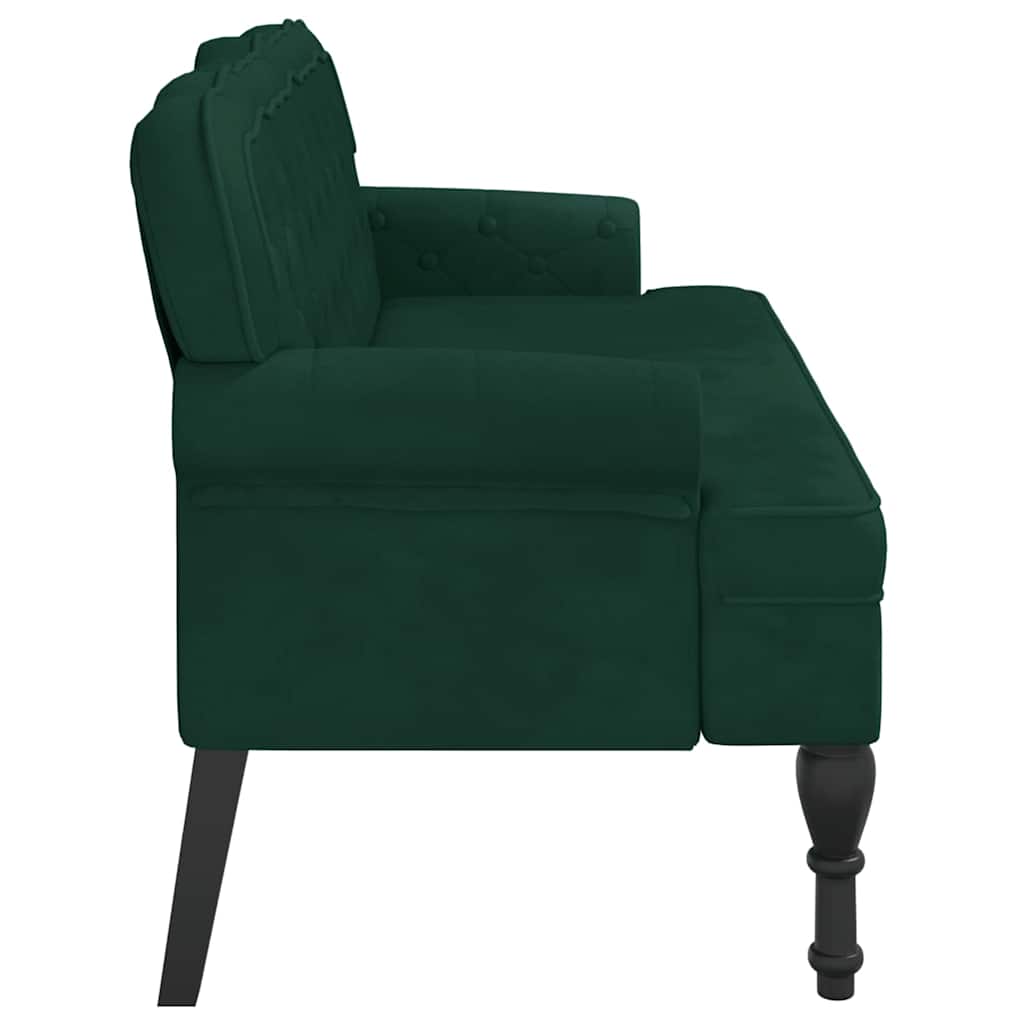 bænk med ryglæn 119,5x64,5x75 cm velour mørkegrøn