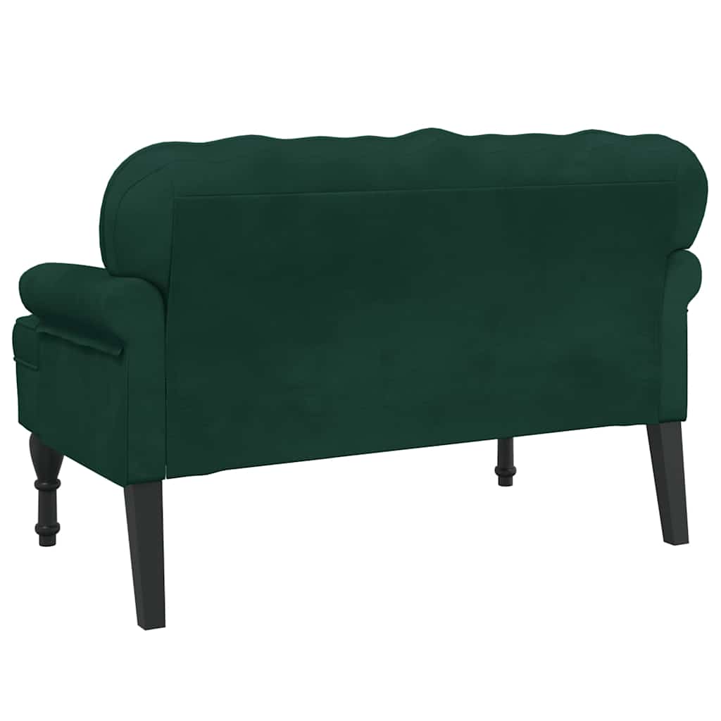 bænk med ryglæn 119,5x64,5x75 cm velour mørkegrøn