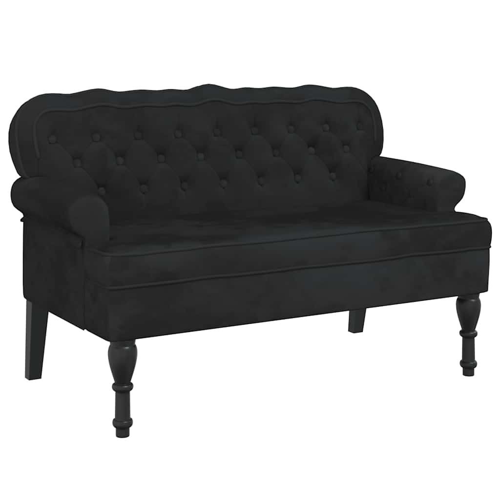 bænk med ryglæn sort 119,5x64,5x75 cm fløjl