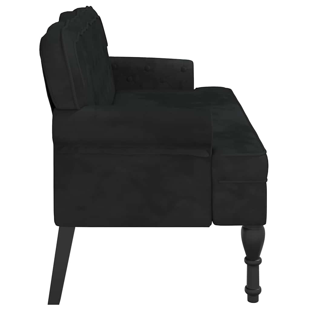 bænk med ryglæn sort 119,5x64,5x75 cm fløjl