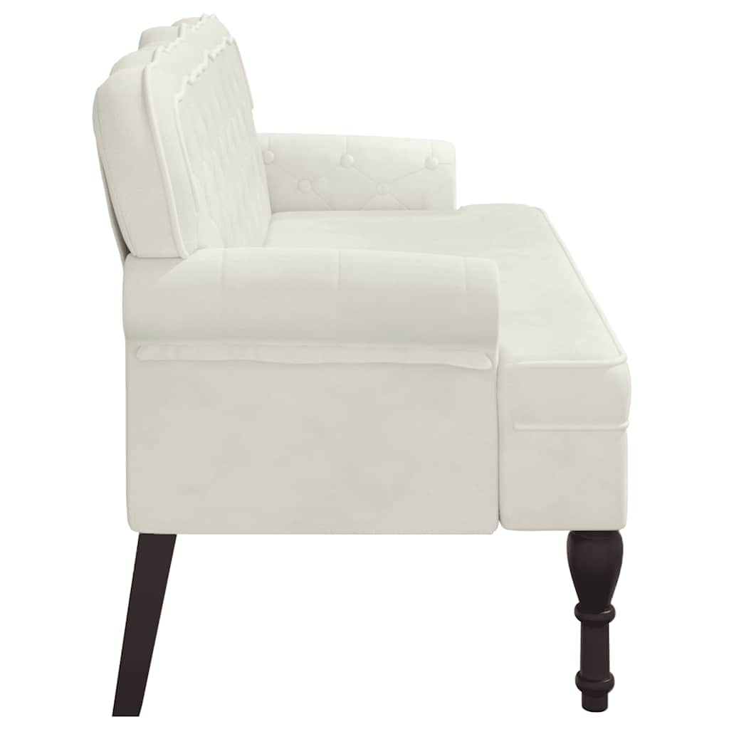 bænk med ryglæn 119,5x64,5x75 cm velour cremefarvet
