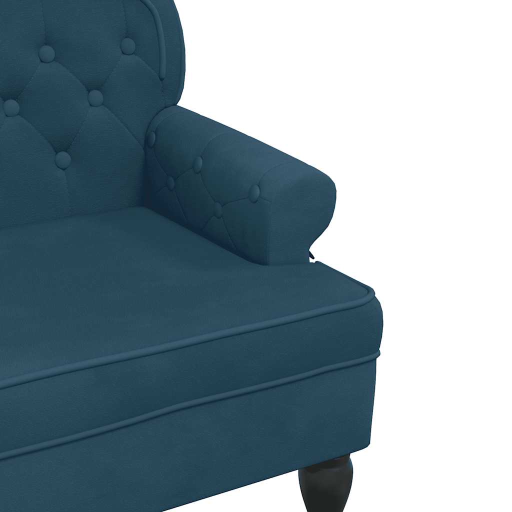 bænk med ryglæn 119,5x64,5x75 cm velour blå