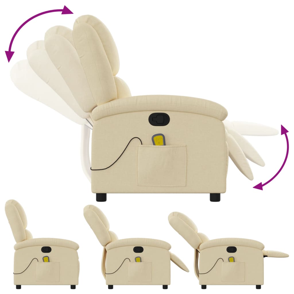 massagestol stof cremefarvet