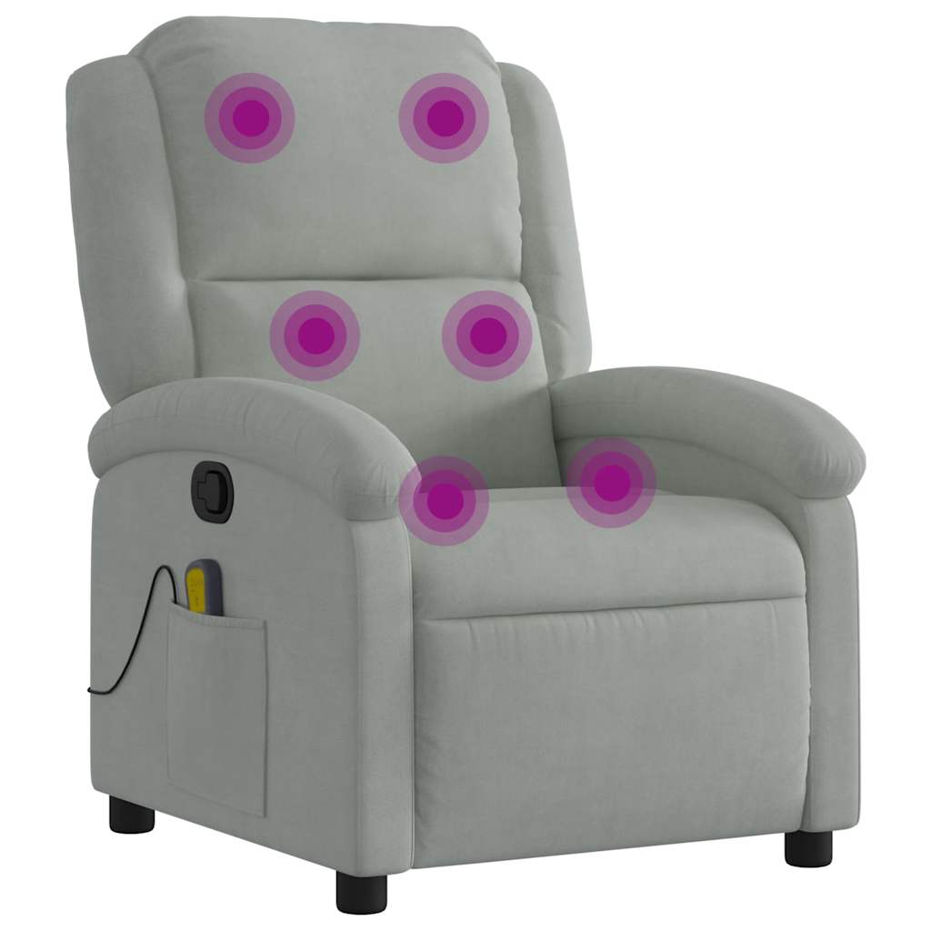massagestol velour lysegrå