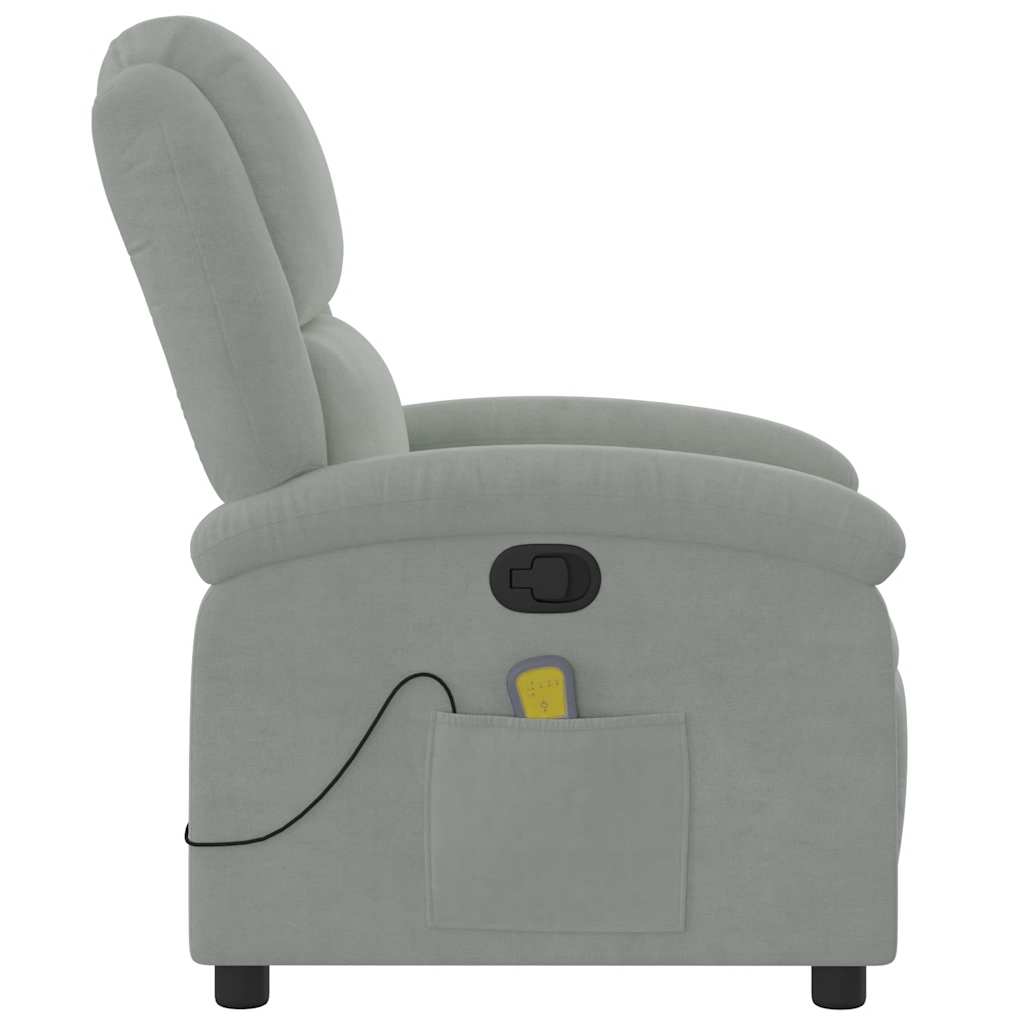 massagestol velour lysegrå