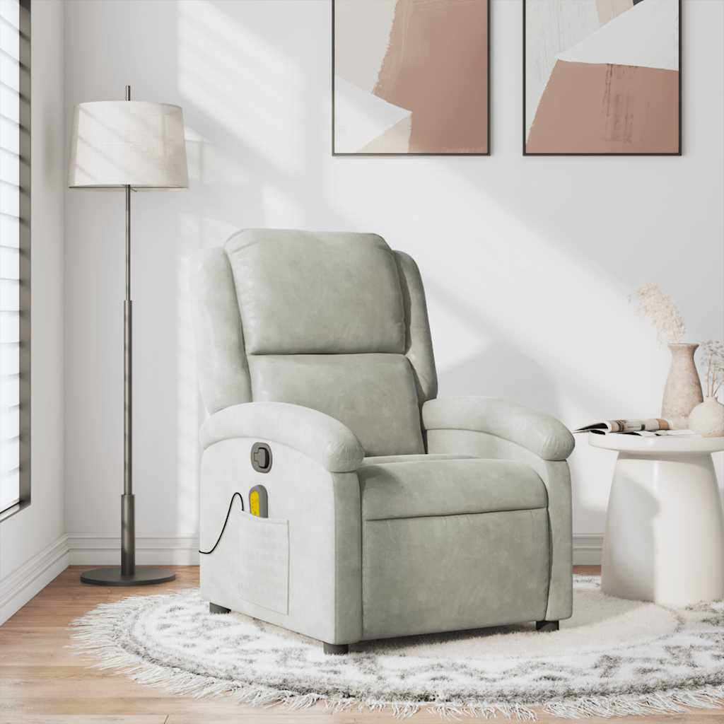 massagestol velour lysegrå