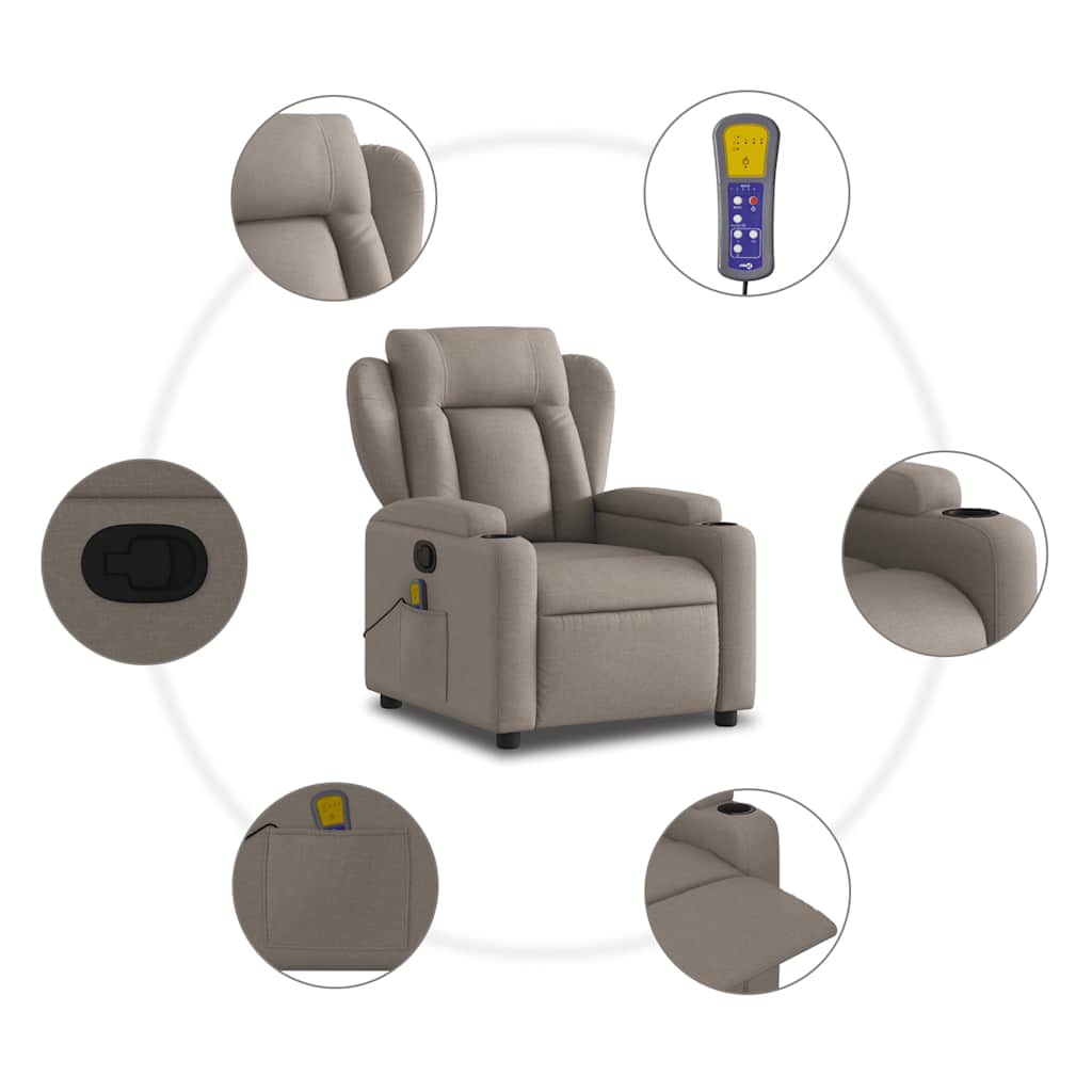 massagestol taupe stof