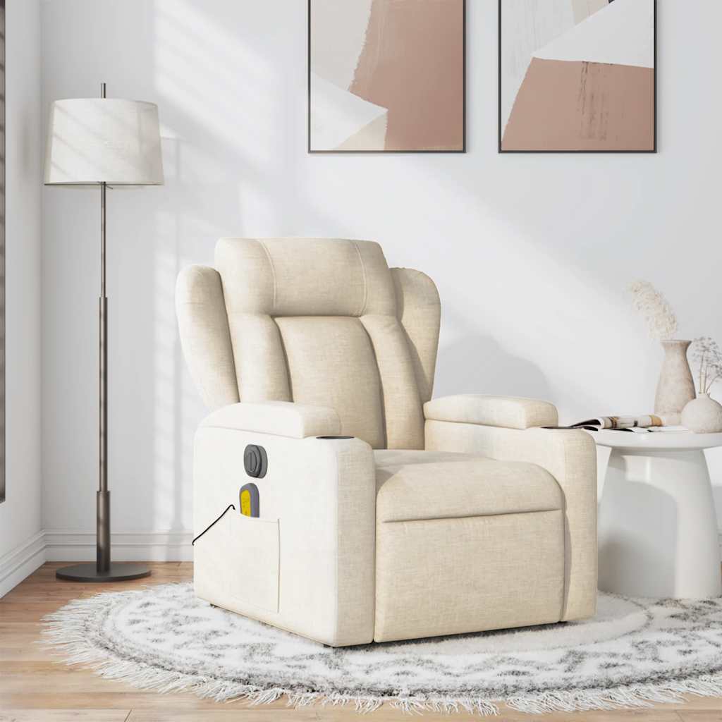 massagestol stof cremefarvet