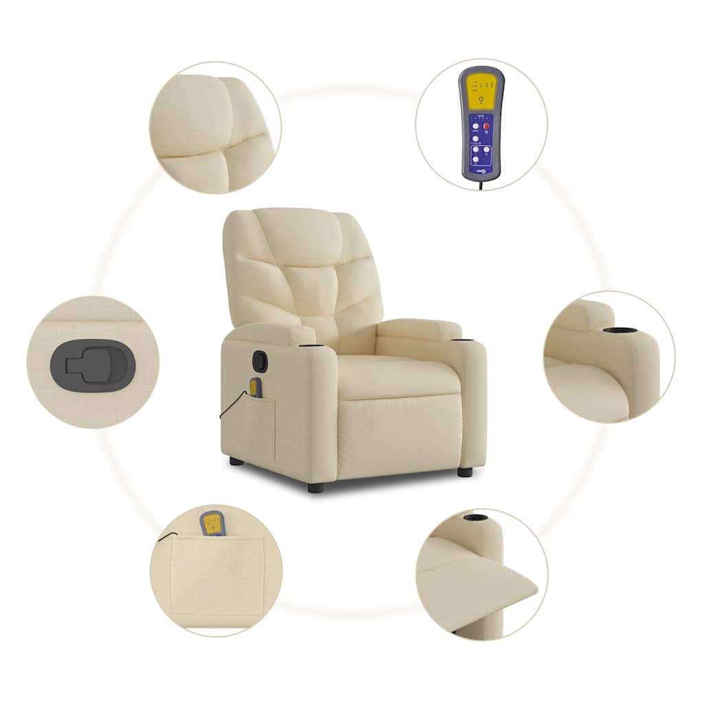 massagestol stof cremefarvet