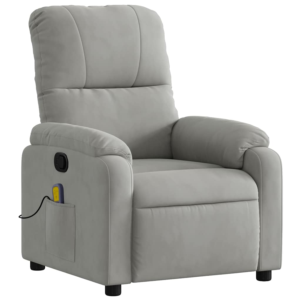 massagestol mikrofiberstof lysegrå