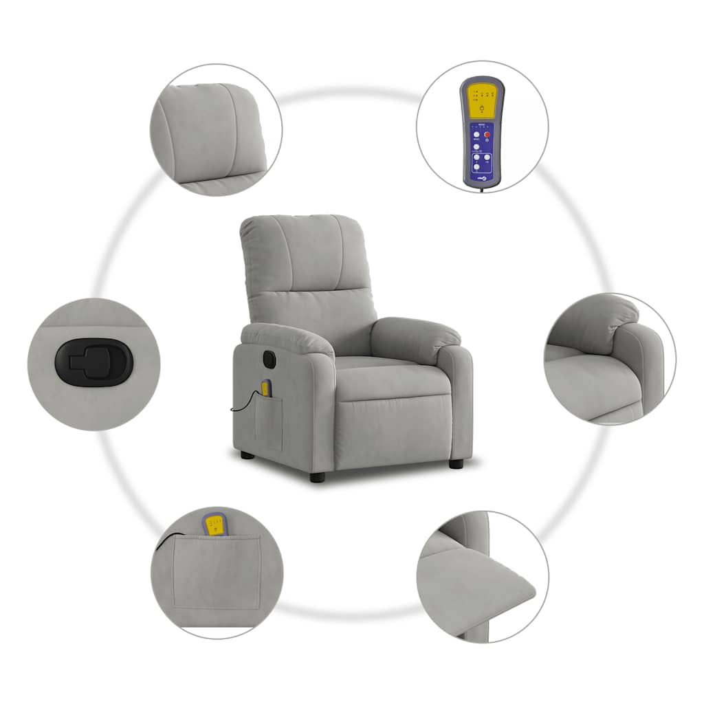 massagestol mikrofiberstof lysegrå