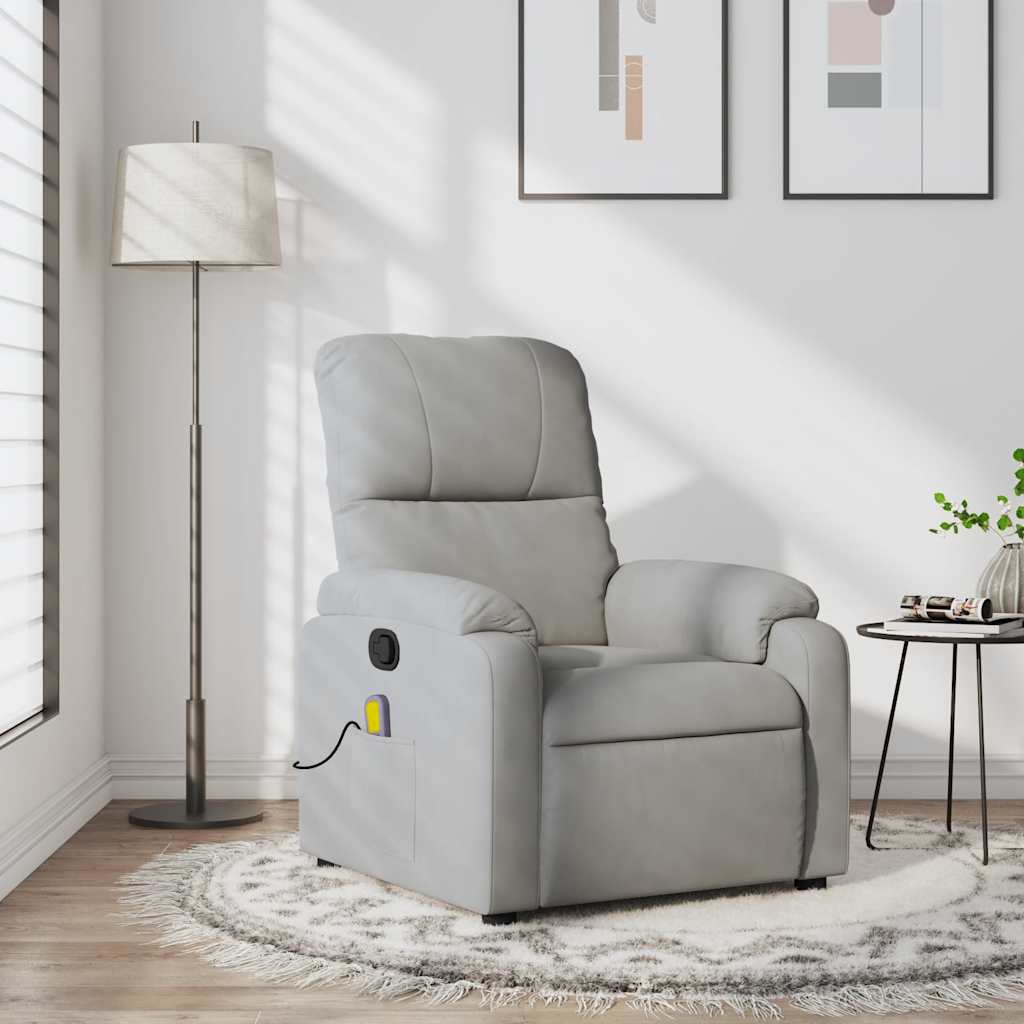 massagestol mikrofiberstof lysegrå
