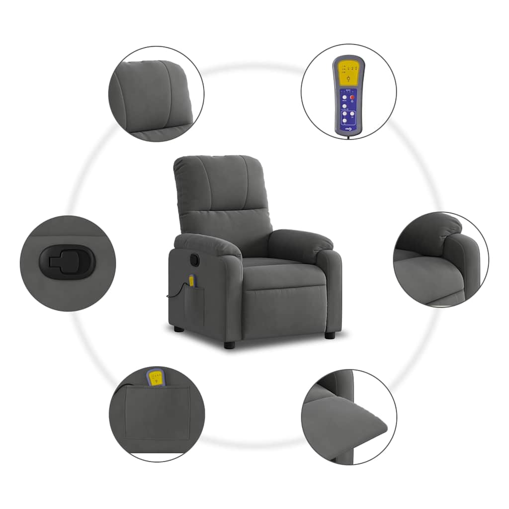 massagestol mikrofiberstof mørkegrå