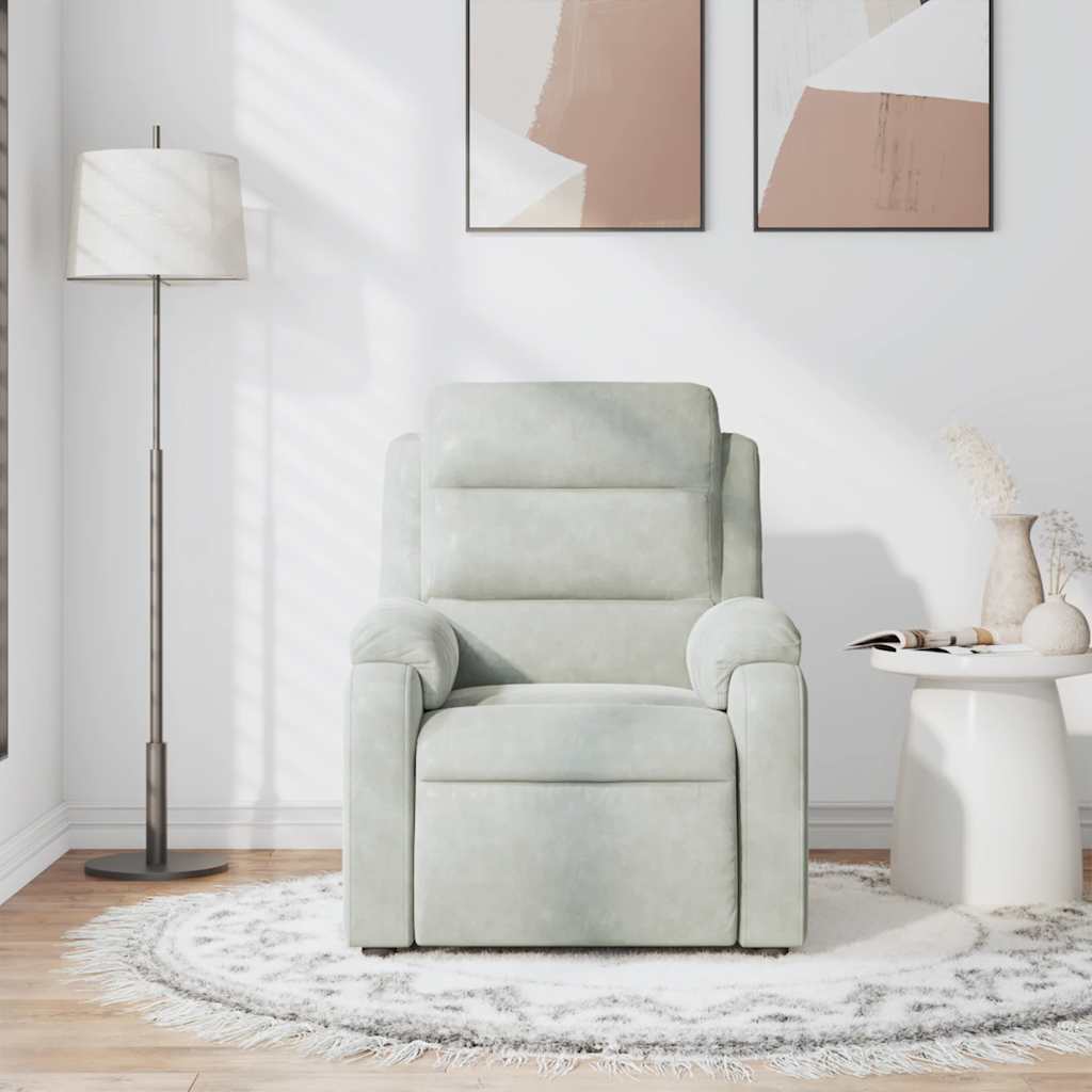 massagestol velour lysegrå